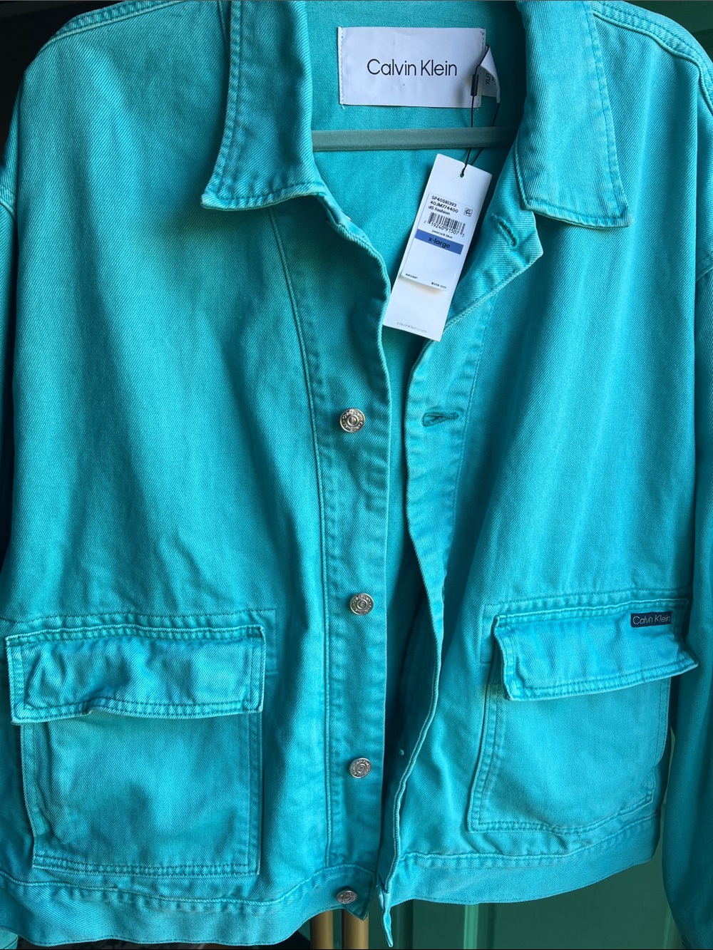 Calvin Klein “bad boy” peacock trucker Utility Jean Jacket size XL NWT unisex